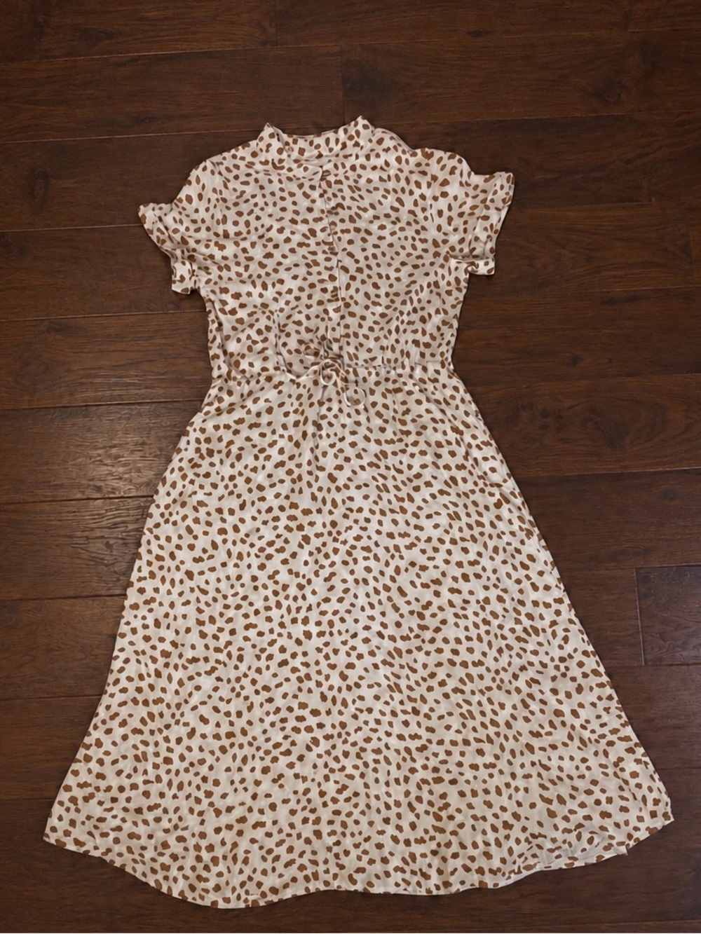 Women's Cream and Brown Printed Midi Dress